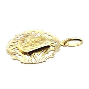 14 Karat Yellow Gold Oval Reversable Jesus Christ and Virgin Mary Pendant #21126